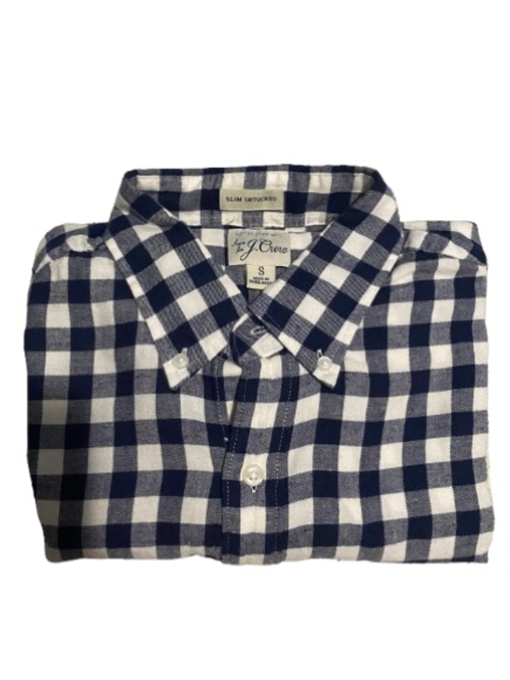 J. Crew Navy and White Slim-Fit Check Button-Down Shirt